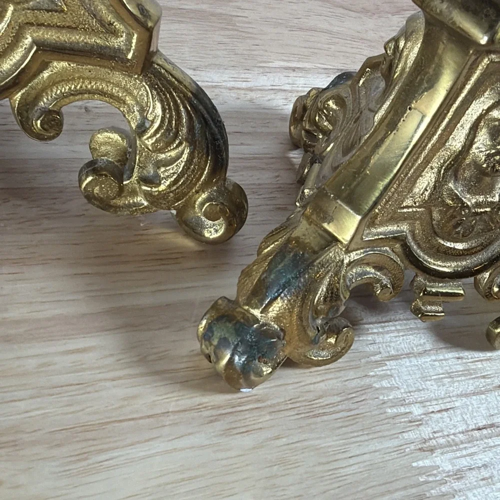 Set 3 Antique Church Altar Tall Brass Candlesticks Mary Joseph Jesus 20.5